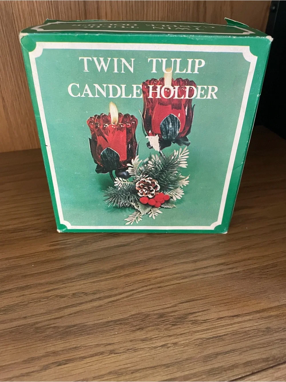 Vintage Holiday Twin Tulip Candle Holder